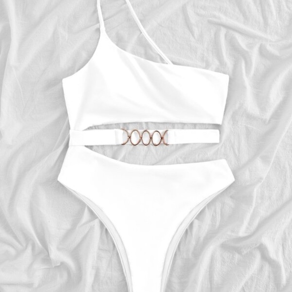 Boho White Cut out One Piece Monokini Cheeky Swim Beach - Picture 10 of 10